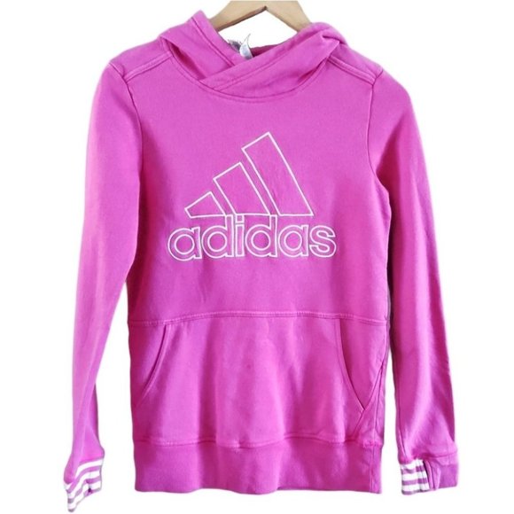 Adidas Logo Hooded Sweatshirt Pink XS - Picture 1 of 6
